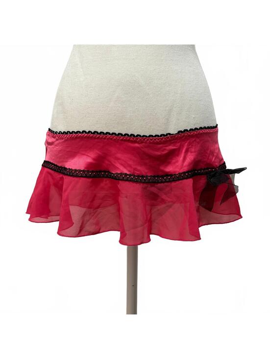 Frederick's of Hollywood Dresses & Skirts - VTG Y2K Fredericks Of Hollywood Lace Trim Bow Mini Skirt Women's S Pink Grunge